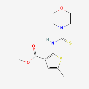 molecular formula C12H16N2O3S2 B6015758 methyl 5-methyl-2-[(4-morpholinylcarbonothioyl)amino]-3-thiophenecarboxylate 