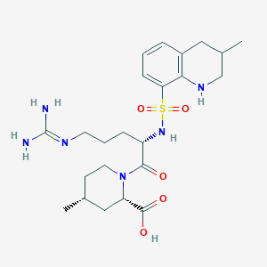 molecular formula C23H36N6O5S B601581 (2S,4R)-4-Methyl-1-(((3-methyl-1,2,3,4-tetrahydroquinolin-8-yl)sulfonyl)-L-arginyl)piperidine-2-carboxylicacid CAS No. 189264-02-6