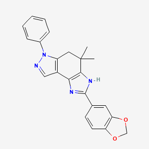 molecular formula C23H20N4O2 B6015823 2-(2H-1,3-BENZODIOXOL-5-YL)-4,4-DIMETHYL-6-PHENYL-1H,4H,5H,6H-IMIDAZO[4,5-E]INDAZOLE 