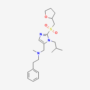 molecular formula C22H33N3O3S B6015920 N-methyl-N-[[3-(2-methylpropyl)-2-(oxolan-2-ylmethylsulfonyl)imidazol-4-yl]methyl]-2-phenylethanamine 