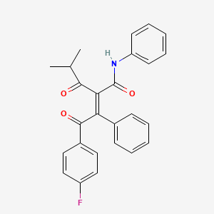 (2E)-2-[2-(4-fluorophenyl)-2-oxo-1-phenylethylidene]-4-methyl-3-oxo-N-phenylpentanamide