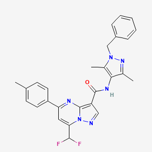 molecular formula C27H24F2N6O B6015939 N-(1-benzyl-3,5-dimethyl-1H-pyrazol-4-yl)-7-(difluoromethyl)-5-(4-methylphenyl)pyrazolo[1,5-a]pyrimidine-3-carboxamide 