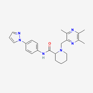 molecular formula C23H28N6O B6015948 N-(4-pyrazol-1-ylphenyl)-1-[(3,5,6-trimethylpyrazin-2-yl)methyl]piperidine-2-carboxamide 