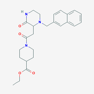 molecular formula C25H31N3O4 B6015959 ethyl 1-{[1-(2-naphthylmethyl)-3-oxo-2-piperazinyl]acetyl}-4-piperidinecarboxylate 