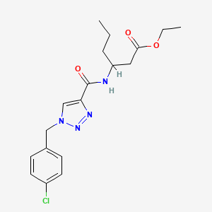 molecular formula C18H23ClN4O3 B6015961 Ethyl 3-[[1-[(4-chlorophenyl)methyl]triazole-4-carbonyl]amino]hexanoate 