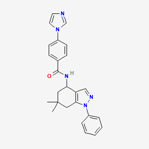 molecular formula C25H25N5O B6015986 N-(6,6-dimethyl-1-phenyl-4,5,6,7-tetrahydro-1H-indazol-4-yl)-4-(1H-imidazol-1-yl)benzamide 