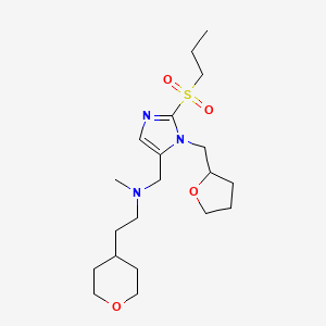 molecular formula C20H35N3O4S B6015997 N-methyl-N-{[2-(propylsulfonyl)-1-(tetrahydro-2-furanylmethyl)-1H-imidazol-5-yl]methyl}-2-(tetrahydro-2H-pyran-4-yl)ethanamine 