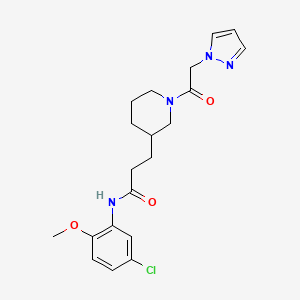 molecular formula C20H25ClN4O3 B6016022 N-(5-chloro-2-methoxyphenyl)-3-[1-(1H-pyrazol-1-ylacetyl)-3-piperidinyl]propanamide 