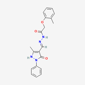 molecular formula C20H20N4O3 B6016054 N'-[(E)-(5-hydroxy-3-methyl-1-phenyl-1H-pyrazol-4-yl)methylidene]-2-(2-methylphenoxy)acetohydrazide 