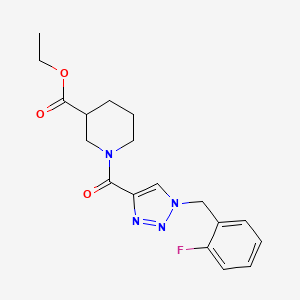 molecular formula C18H21FN4O3 B6016074 ethyl 1-{[1-(2-fluorobenzyl)-1H-1,2,3-triazol-4-yl]carbonyl}-3-piperidinecarboxylate 