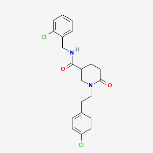 molecular formula C21H22Cl2N2O2 B6016146 N-(2-chlorobenzyl)-1-[2-(4-chlorophenyl)ethyl]-6-oxo-3-piperidinecarboxamide 