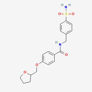 molecular formula C19H22N2O5S B6016176 N-[4-(aminosulfonyl)benzyl]-4-(tetrahydro-2-furanylmethoxy)benzamide 