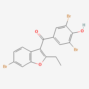 molecular formula C17H11Br3O3 B601624 (6-Bromo-2-ethyl-3-benzofuranyl)(3,5-dibromo-4-hydroxyphenyl)methanone CAS No. 1402819-05-9