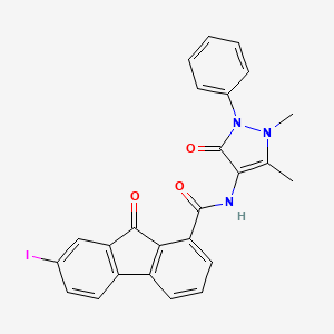 molecular formula C25H18IN3O3 B6016280 N-(1,5-dimethyl-3-oxo-2-phenyl-2,3-dihydro-1H-pyrazol-4-yl)-7-iodo-9-oxo-9H-fluorene-1-carboxamide 