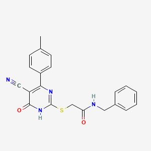 molecular formula C21H18N4O2S B6016291 N-benzyl-2-[[5-cyano-4-(4-methylphenyl)-6-oxo-1H-pyrimidin-2-yl]sulfanyl]acetamide 