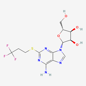 molecular formula C13H16F3N5O4S B601632 (2R,3R,4S,5R)-2-(6-aMino-2-(3,3,3-trifluoropropylthio)-9H-purin-9-yl)-5-(hydroxyMethyl)tetrahydrofuran-3,4-diol CAS No. 163706-51-2