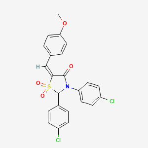 molecular formula C23H17Cl2NO4S B6016354 (5E)-2,3-bis(4-chlorophenyl)-5-[(4-methoxyphenyl)methylidene]-1,1-dioxo-1,3-thiazolidin-4-one 