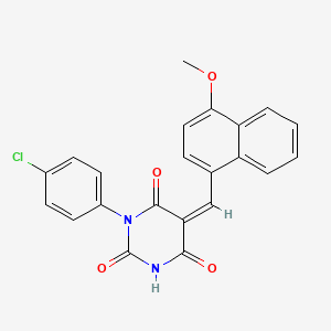 molecular formula C22H15ClN2O4 B6016363 (5Z)-1-(4-chlorophenyl)-5-[(4-methoxynaphthalen-1-yl)methylidene]-1,3-diazinane-2,4,6-trione 