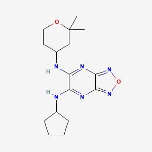 molecular formula C16H24N6O2 B6016404 N-cyclopentyl-N'-(2,2-dimethyltetrahydro-2H-pyran-4-yl)[1,2,5]oxadiazolo[3,4-b]pyrazine-5,6-diamine 