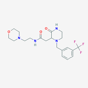 molecular formula C20H27F3N4O3 B6016424 N-[2-(4-morpholinyl)ethyl]-2-{3-oxo-1-[3-(trifluoromethyl)benzyl]-2-piperazinyl}acetamide 