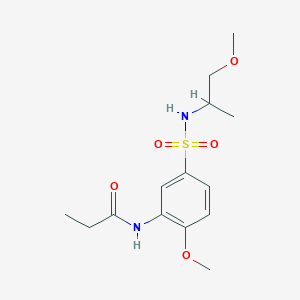 molecular formula C14H22N2O5S B6016455 N-[2-methoxy-5-(1-methoxypropan-2-ylsulfamoyl)phenyl]propanamide 