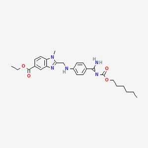 molecular formula C26H33N5O4 B601646 1-Methyl-2-(4-(amino(hexyloxycarbonylimino)methyl)anilinomethyl)-1H-benzoimidazole-5-carboxylic acid ethyl ester CAS No. 1408238-36-7