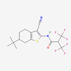 molecular formula C17H18F6N2OS B6016485 N-(6-tert-butyl-3-cyano-4,5,6,7-tetrahydro-1-benzothiophen-2-yl)-3,3,3-trifluoro-2-(trifluoromethyl)propanamide 
