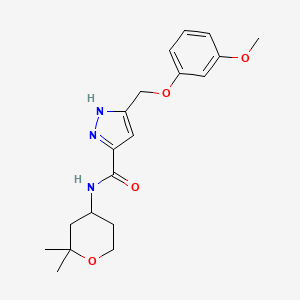 molecular formula C19H25N3O4 B6016495 N-(2,2-dimethyltetrahydro-2H-pyran-4-yl)-5-[(3-methoxyphenoxy)methyl]-1H-pyrazole-3-carboxamide 