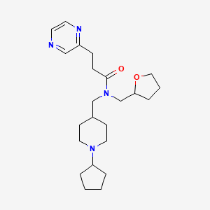 molecular formula C23H36N4O2 B6016499 N-[(1-cyclopentyl-4-piperidinyl)methyl]-3-(2-pyrazinyl)-N-(tetrahydro-2-furanylmethyl)propanamide 