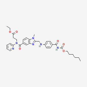 molecular formula C34H40N6O6 B601650 ethyl 3-(2-((4-(hexyloxycarbonylcarbamoyl)phenylamino)methyl)-1-methyl-N-(pyridin-2-yl)-1H-benzo[d]imidazole-5-carboxamido)propanoate CAS No. 1408238-40-3