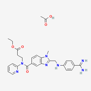 Ethyl 3-(2-(((4-carbamimidoylphenyl)amino)methyl)-1-methyl-N-(pyridin-2-yl)-1H-benzo[d]imidazole-5-carboxamido)propanoate acetate