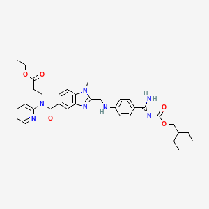 molecular formula C34H41N7O5 B601658 ethyl 3-[[2-[[4-[N'-(2-ethylbutoxycarbonyl)carbamimidoyl]anilino]methyl]-1-methylbenzimidazole-5-carbonyl]-pyridin-2-ylamino]propanoate CAS No. 1610758-20-7