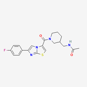 molecular formula C20H21FN4O2S B6016590 N-[(1-{[6-(4-fluorophenyl)imidazo[2,1-b][1,3]thiazol-3-yl]carbonyl}-3-piperidinyl)methyl]acetamide 