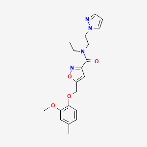 molecular formula C20H24N4O4 B6016692 N-ethyl-5-[(2-methoxy-4-methylphenoxy)methyl]-N-(2-pyrazol-1-ylethyl)-1,2-oxazole-3-carboxamide 