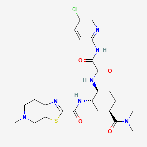 molecular formula C24H30ClN7O4S B601683 Ethanediamide, n1-(5-chloro-2-pyridinyl)-n2-[(1s,2s,4r)-4-[(dimethylamino)carbonyl]-2-[[(4,5,6,7-tetrahydro-5-methylthiazolo[5,4-c]pyridin-2-yl)carbonyl]amino]cyclohexyl]- CAS No. 1255529-28-2