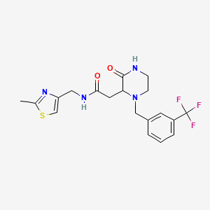 molecular formula C19H21F3N4O2S B6016862 N-[(2-methyl-1,3-thiazol-4-yl)methyl]-2-{3-oxo-1-[3-(trifluoromethyl)benzyl]-2-piperazinyl}acetamide 