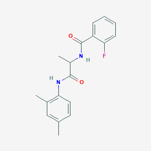 molecular formula C18H19FN2O2 B6016868 N-{2-[(2,4-dimethylphenyl)amino]-1-methyl-2-oxoethyl}-2-fluorobenzamide 