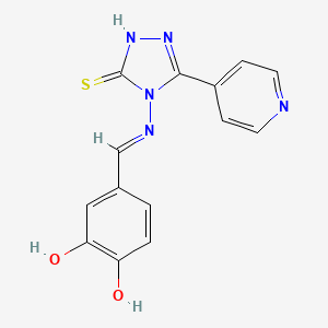 molecular formula C14H11N5O2S B6016954 4-((E)-{[3-(4-pyridinyl)-5-sulfanyl-4H-1,2,4-triazol-4-yl]imino}methyl)-1,2-benzenediol 