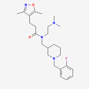 molecular formula C25H37FN4O2 B6016989 N-[2-(dimethylamino)ethyl]-3-(3,5-dimethyl-4-isoxazolyl)-N-{[1-(2-fluorobenzyl)-3-piperidinyl]methyl}propanamide 