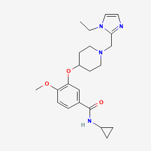 molecular formula C22H30N4O3 B6017091 N-cyclopropyl-3-[1-[(1-ethylimidazol-2-yl)methyl]piperidin-4-yl]oxy-4-methoxybenzamide 