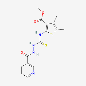 molecular formula C15H16N4O3S2 B6017128 methyl 4,5-dimethyl-2-({[2-(3-pyridinylcarbonyl)hydrazino]carbonothioyl}amino)-3-thiophenecarboxylate 
