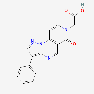 molecular formula C18H14N4O3 B6017145 (2-methyl-6-oxo-3-phenylpyrazolo[1,5-a]pyrido[3,4-e]pyrimidin-7(6H)-yl)acetic acid 