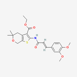 molecular formula C23H27NO6S B6017249 ethyl 2-{[(2E)-3-(3,4-dimethoxyphenyl)prop-2-enoyl]amino}-5,5-dimethyl-4,7-dihydro-5H-thieno[2,3-c]pyran-3-carboxylate CAS No. 6065-78-7