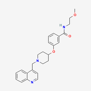 molecular formula C25H29N3O3 B6017265 N-(2-methoxyethyl)-3-{[1-(4-quinolinylmethyl)-4-piperidinyl]oxy}benzamide 