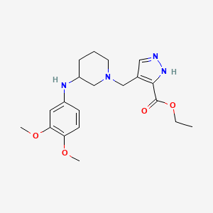 molecular formula C20H28N4O4 B6017303 ethyl 4-[[3-(3,4-dimethoxyanilino)piperidin-1-yl]methyl]-1H-pyrazole-5-carboxylate 