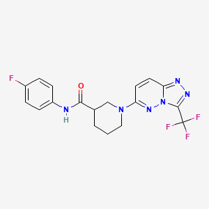 molecular formula C18H16F4N6O B6017304 N-(4-fluorophenyl)-1-[3-(trifluoromethyl)[1,2,4]triazolo[4,3-b]pyridazin-6-yl]piperidine-3-carboxamide 