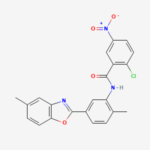 molecular formula C22H16ClN3O4 B6017359 2-chloro-N-[2-methyl-5-(5-methyl-1,3-benzoxazol-2-yl)phenyl]-5-nitrobenzamide 
