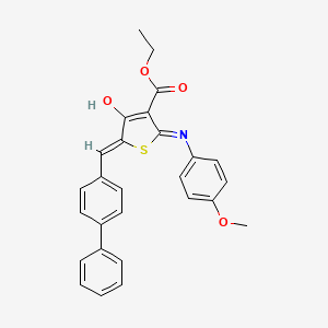 molecular formula C27H23NO4S B6017392 ethyl 5-(4-biphenylylmethylene)-2-[(4-methoxyphenyl)amino]-4-oxo-4,5-dihydro-3-thiophenecarboxylate 