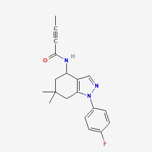 molecular formula C19H20FN3O B6017400 N-[1-(4-fluorophenyl)-6,6-dimethyl-4,5,6,7-tetrahydro-1H-indazol-4-yl]-2-butynamide 