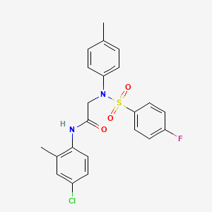 molecular formula C22H20ClFN2O3S B6017404 N~1~-(4-chloro-2-methylphenyl)-N~2~-[(4-fluorophenyl)sulfonyl]-N~2~-(4-methylphenyl)glycinamide 
